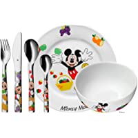 WMF Disney Mickey Mouse - Vajilla para niños 6 piezas- incluye plato- cuenco y cubertería (tenedor- cuchillo de mesa…